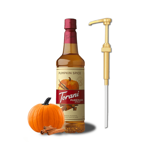 Torani Pumpkin Spice Puremade Syrup 750 mL   Gold Pump