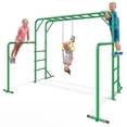 thumbnail image 2 of Klokick 3-in-1 Jungle Gym & Monkey Swing Bar - Kids Backyard Play Set for Strength & Active Fun, Orange, 2 of 9