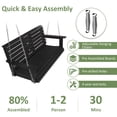 thumbnail image 3 of Mosbrisa Poly Lumber 3-Seat Porch Swing, HIPS 5-ft Bench Swing with Foldable Cup Holders,18/8 Stainless Steel Hardware, High Backrest and Deep Contoured Seat, Black, 3 of 6