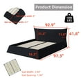 thumbnail image 4 of King Size Upholstered Platform Bed with Special Shaped Velvet Headboard, Metal & Solid Wood Frame, Elegant Bedroom Luxury Bed, Black, 4 of 9