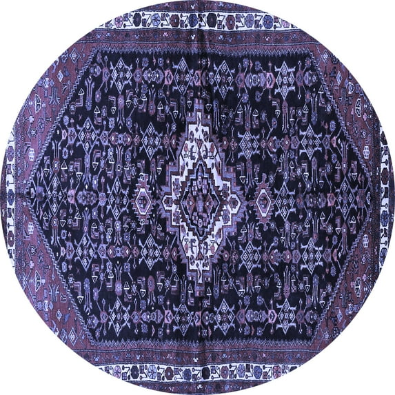 Ahgly Company Machine Washable Indoor Round Persian Blue Traditional Area Rugs, 7' Round