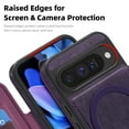 thumbnail image 5 of For Google Pixel 10 /10 Pro Magnetic Phone Case,Compatible with Mag-safe,Built-in RFID Blocking Card Slots,Premium PU Leather Flip Shockproof Anti-fall Rugged Thin Fit Phone Case,Purple, 5 of 9