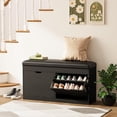 thumbnail image 2 of 40" Shoe Storage Bench with 2 Flip Drawers & Padded Seat Cushion, Shoe Cabinet with Lift Top Storage Box, Shoe Bench Shoe Organizer for Entryway, Hallway, Living Room, Black, 2 of 8
