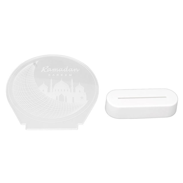 Eid Ramadan Decorative Light, Unbreakable 3D Eid Mubarak LED Lamp Moon Castle Pattern For Bedroom