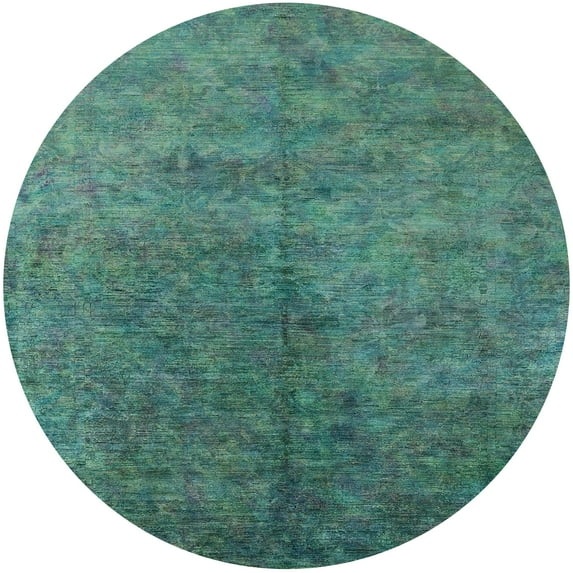 Ahgly Company Machine Washable Indoor Round Industrial Modern SeaGreen Area Rugs, 7' Round