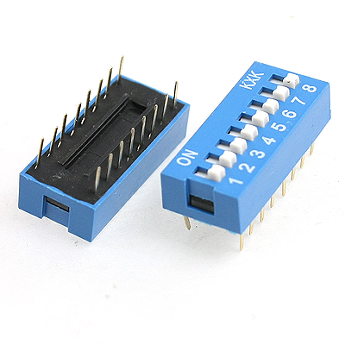 10 Pcs 2 Row 8 Pin 4P Positions 2.54mm Pitch DIP Switch Blue 