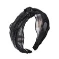 thumbnail image 1 of Sonducket Bandas para el cabello Aro de cuentas de encaje Estilo elegante Orejas de conejo negras Antideslizantes con diademas de engranajes para bodas de Accesorio para el cabello nudo negro Sonducket AP010008-01B, 1 of 6