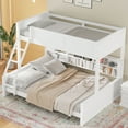 thumbnail image 2 of Euroco Twin XL over Queen Bunk Bed with Functional Cabinet and USB Charging Station for Kids Teens, White, 2 of 15