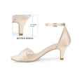 thumbnail image 2 of BLISSFUL STEP Women's Shoes Open Toe Ankle Strap Rhinestone Mesh Kitten Heel Sandals Champagne 6.5, 2 of 7