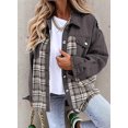 thumbnail image 5 of SHAR Women's denim jacket, long sleeve plaid button down shirt jacket, 5 of 5