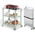 thumbnail image 3 of Dycanpo Foldable Outdoor Grill Cart, Movable 3 Tiers Grill Table,Stainless Steel, 33.8'',Green, 3 of 13