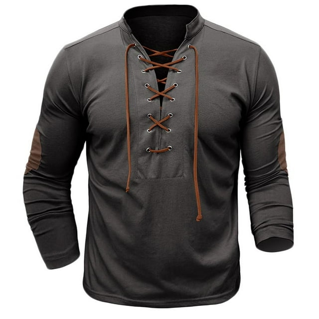 Chemises Décontractées pour Hommes Été Chemises d'Été Décontractées pour Hommes Chemise Rétro Col Montant Ajustée Manches Longues Chemise de Sport Décontractée T-Shirt