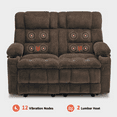 thumbnail image 6 of MCombo 57" Power Loveseat Recliner Sofa, Reclining Seating with Heat Vibration for Living Room, Fabric, Brown, 6 of 9