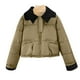 thumbnail image 1 of Parkas de manga larga con cuello para mujer, chaqueta de plumón corta, chaqueta de cuero de invierno para mujer, chaqueta gruesa y cálida, abrigo para mujer, 1 of 3