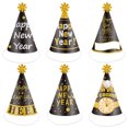 thumbnail image 1 of 12 paquetes de regalos de fiesta de Nochevieja de Feliz Año Nuevo sombreros de copa negros y dorados, sombreros de papel de saludos por el Año Nuevo Accesorios fotográficos, 1 of 5