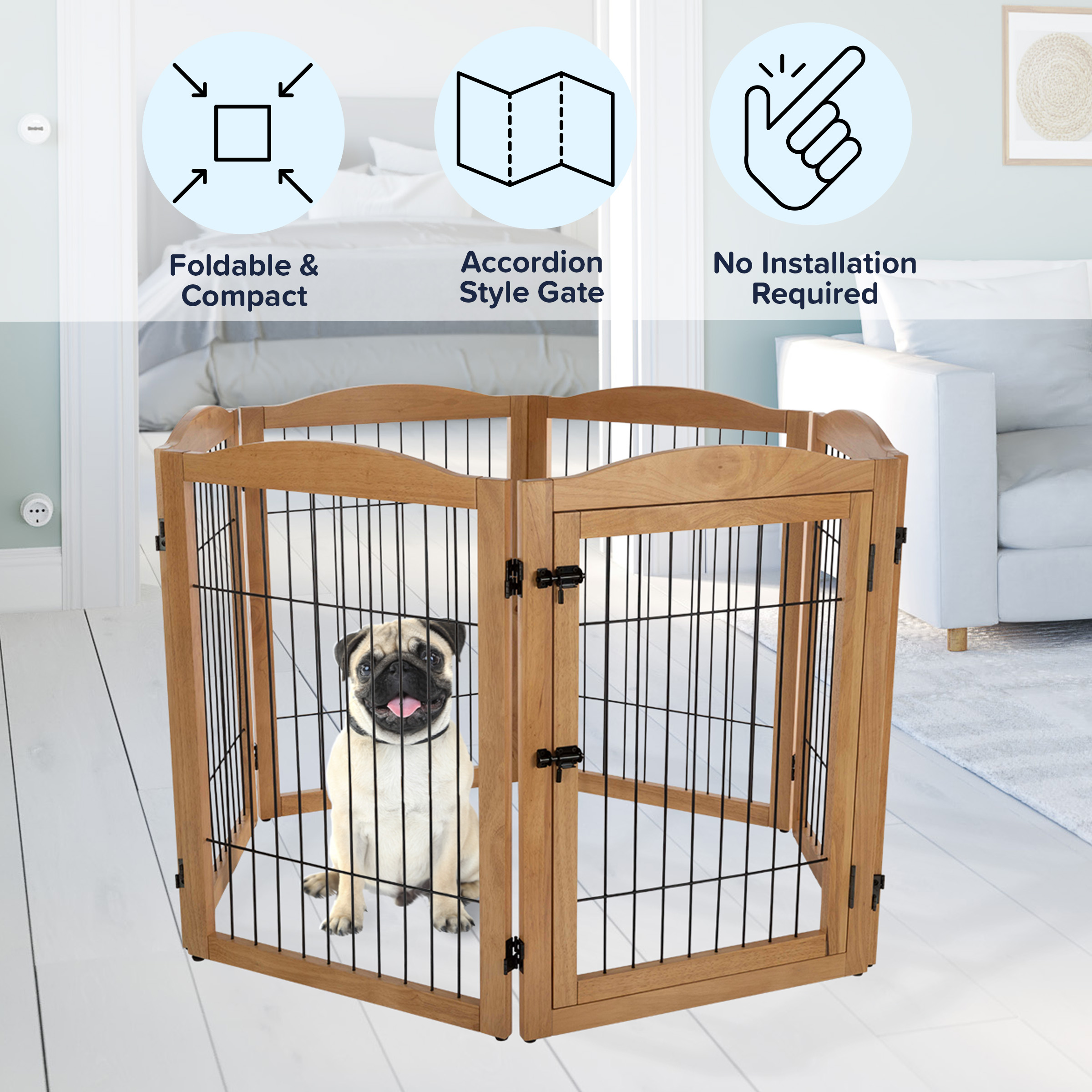 PETMAKER Extra Wide Freestanding Foldable Dog Gate