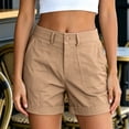 thumbnail image 6 of HomeDM Shorts for Women High Wasit Button Zip Closure Wide Leg Shorts Khaki Summer Casual Work with Pockets Size L, 6 of 9