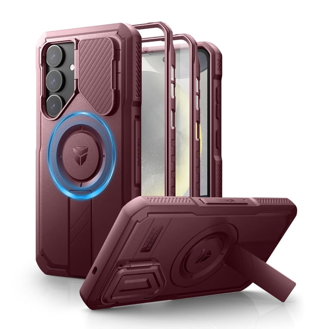 Funda Dexnor para Samsung Galaxy S25 Plus con funda de cámara, color granate