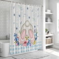 thumbnail image 5 of Polyester Fabric Vintage Easter Shower Curtain, Spring Floral Bunny Blue Plaid Retro Art Waterproof Bathtub Curtain Bathroom Decor Set with Hooks 72 x 78 Inches, 5 of 6