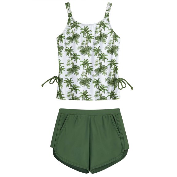 SHenli 4T Bathing Suits for GirlsGirls Tankini Swimsuits 7-8Girls Two Piece Swimwear Cute Ruffle Tankini and Swim Shorts UPF 50 Sun Swim for Toddler Kids Beach Pool