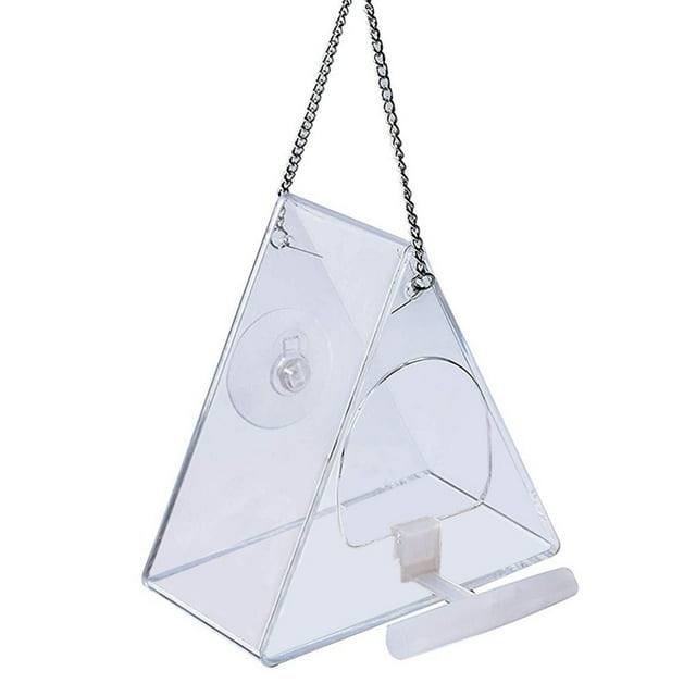 Langgg Mangeoire pour Animaux Triangulaire avec Ventouse, Récipient Alimentaire en Acrylique Transparent