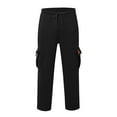 thumbnail image 4 of Telankuip Oversized Cargo Sweatpants for Men Baggy Plus Size Drawstring Wide Leg Sweat Pant Open Bottom Jogger Elastic Waisted Workout Trousers with Pockets Black M, 4 of 5