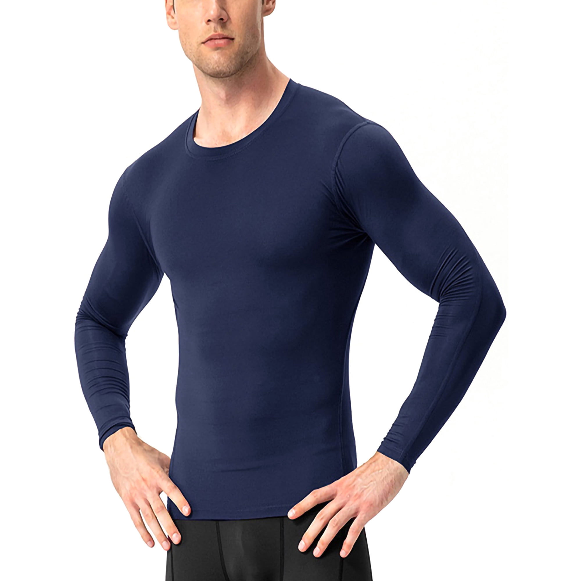 CVLIFE Men Compression Shirts Cool Dry Muscle Tops Long Sleeve