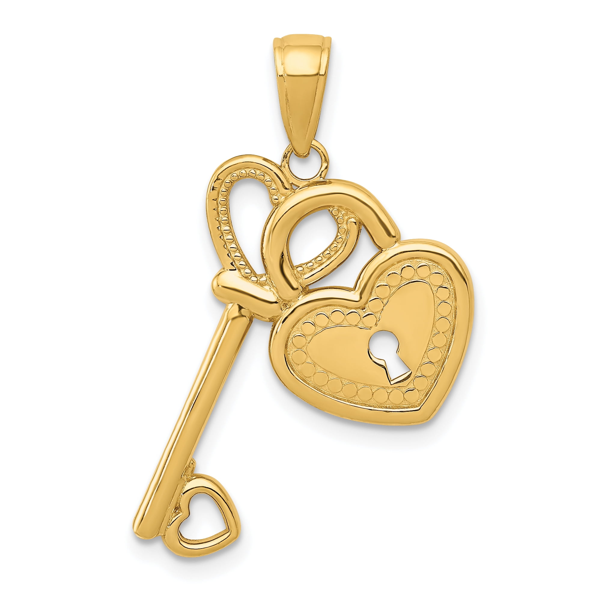 IceCarats - 14kt Yellow Gold Heart Key Lock Pendant Charm Necklace Fine Jewelry Ideal Gifts For ...