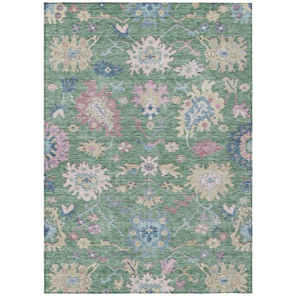 HomeRoots 605334 8 x 10 ft. Sage, Ivory & Pink Floral Washable Indoor & Outdoor Rectangle Area Rug