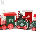 thumbnail image 4 of Gustave Christmas Wooden Train Decor Set Christmas Train Toy for Christmas Party Gift Xmas Festival Ornament Home Decor "Green", 4 of 8