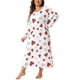 thumbnail image 2 of Pijamas de talla grande para mujer Agnes Orinda, vestido de dormir de manga larga con cuello redondo, bata de noche casual para el Día de San Valentín 1X Blanco, 2 of 6