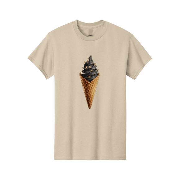 Black-Ice-Cream-Cone Mens Graphic Tee, 100% Cotton, Casual Summer Wear BAA164