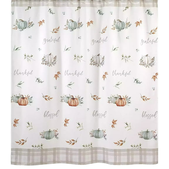 Avanti Grateful Patch Shower Curtain, Thankful & Blessed Fall Bath Decor