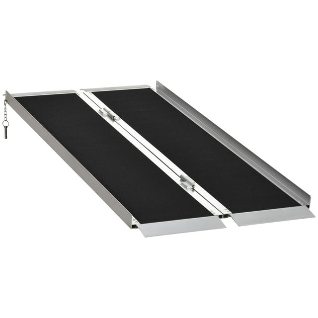 HOMCOM 5' Portable Wheelchair Ramp Aluminum Threshold Mobility Single-fold