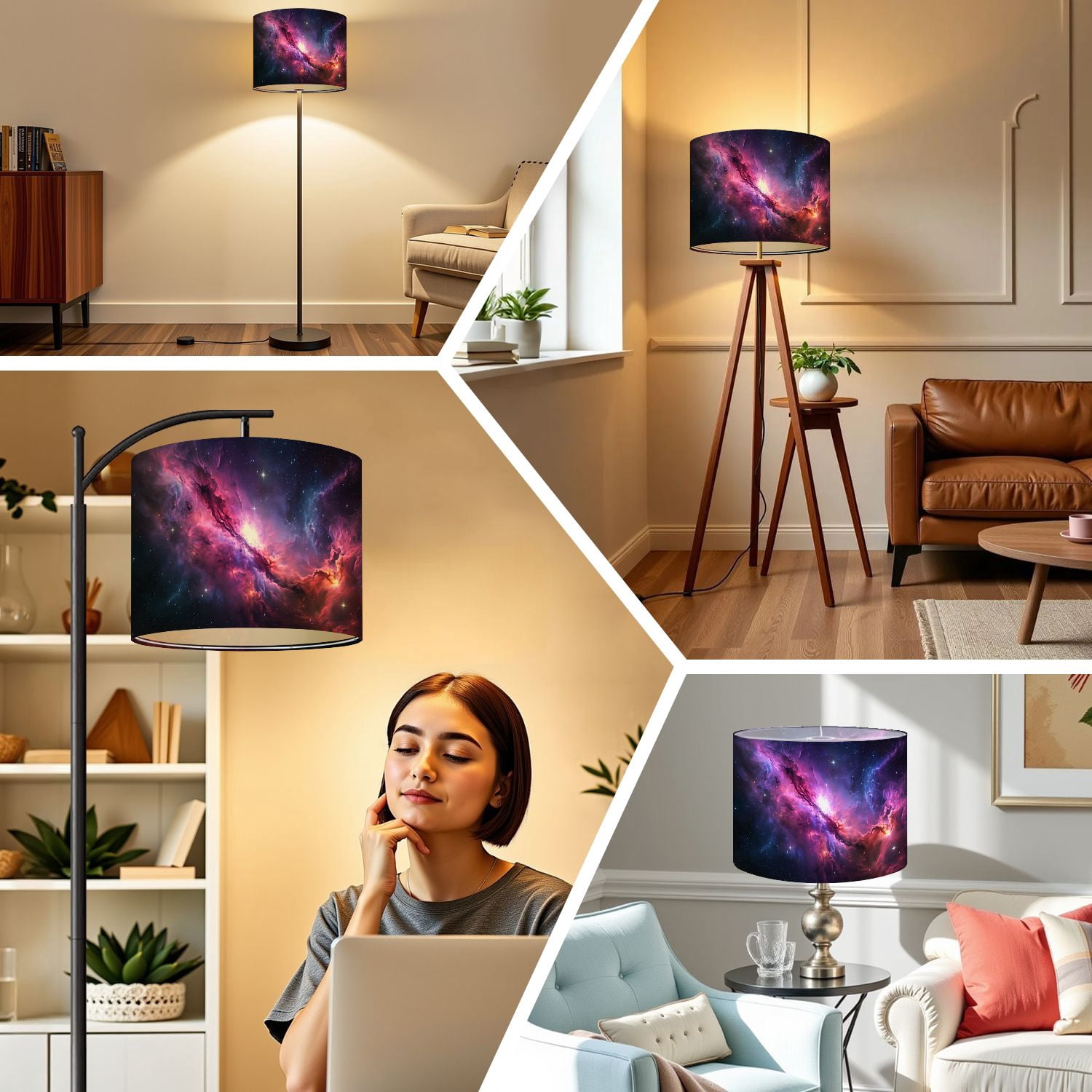 Space Linen Drum Lampshades Galaxy Nebula Outer Space Interstellar Astronomy Universe 13"x13"x10" Light Shade for Table Lamps Floor Lamps Drum Lamp Shades Lampshade Replacement Assembly Required