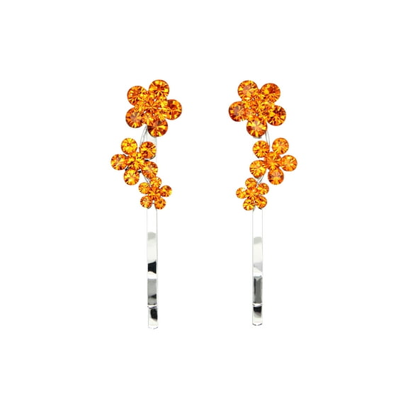 Faship Gorgeous Champagne Rhinestone Crystal Floral Necklace Earrings Set