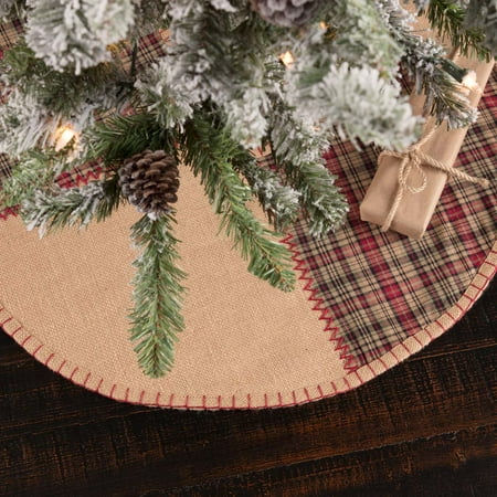 Rustic Plaid Christmas Decor Natural Tan Rustic Christmas Decor Clement Cotton Patchwork Whipstitch Textured Plaid Round 21