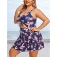 thumbnail image 4 of Summer Mae Women Plus Size One Piece Swimsuits with Skirt V Neck Floral Printed Swimdress Cutout Bathing Suits, 4 of 7