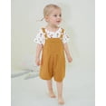 thumbnail image 3 of ZOEREA Toddler Girl Clothes, 2Pcs Baby Girl Outfits Spring/Summer Stripe/Floral T-Shirt+Bib Overall Shorts Clothing Set 1-5T, 3 of 8