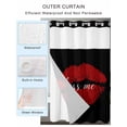 thumbnail image 2 of No Hook Cloth Fabric Shower Curtain with Snap in Liner, Red Lips Waterproof Shower Curtains Set with See Through Top Window, Black Modern Abstract Retro Aesthetic Art Bath Curtains Shower 48"x72", 2 of 6