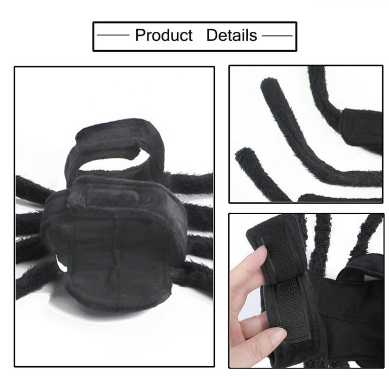 Halloween Pet Costume Funny Spider Outfit with 8 Legs Chest Back Cover for Small Dogs Cats(Black/M)