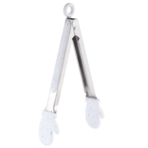 LOLIPPYY Christmas Kitchen Tongs Set of 2 Non Stick Silicone Tips Stainless Steel Cooking and Serving Tongs for Grill Baking Salad BBQ Frying