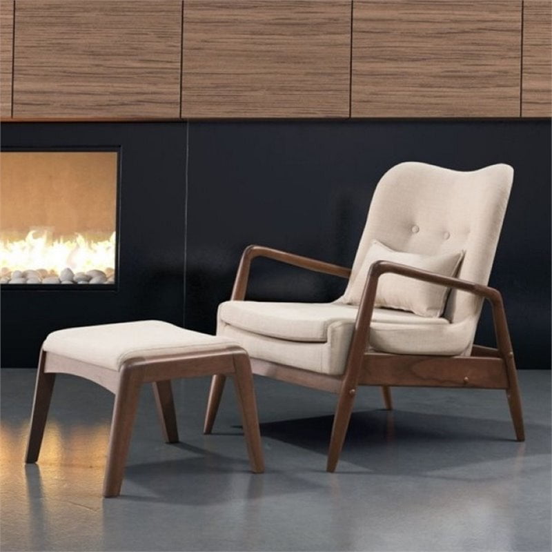 ZUO Bully Lounge Chair and Ottoman in Beige - Walmart.com ...