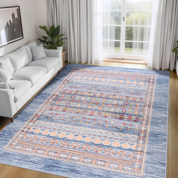 Ultrug Soft Boho Area Rug Moroccan Geometric Rugs Washable Carpet for Bedroom Living Room Home Decor,4'x6',Blue
