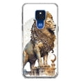 thumbnail image 1 of MUNDAZE Motorola Moto G Play 2021 Ancient Lion Sculpture Shockproof Clear Hybrid Protective Phone Case Cover, 1 of 5