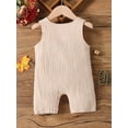 thumbnail image 3 of Suealasg Newborn Girl Boy Tank Romper Casual Sleeveless Round Neck Letter Print Jumpsuit Baby Father's Day Clothes, 3 of 6