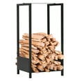thumbnail image 1 of Outsunny Firewood Rack Outdoor Log Holder, Black, 15.4" x 13.8" x 29.9", 1 of 10