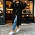 thumbnail image 4 of Perfectbot Women's Full Zip Maxi Length Hooded Sweatshirt Coat, Oversized Drop Shoulder Long Hoodie Duster Jacket, 4 of 7