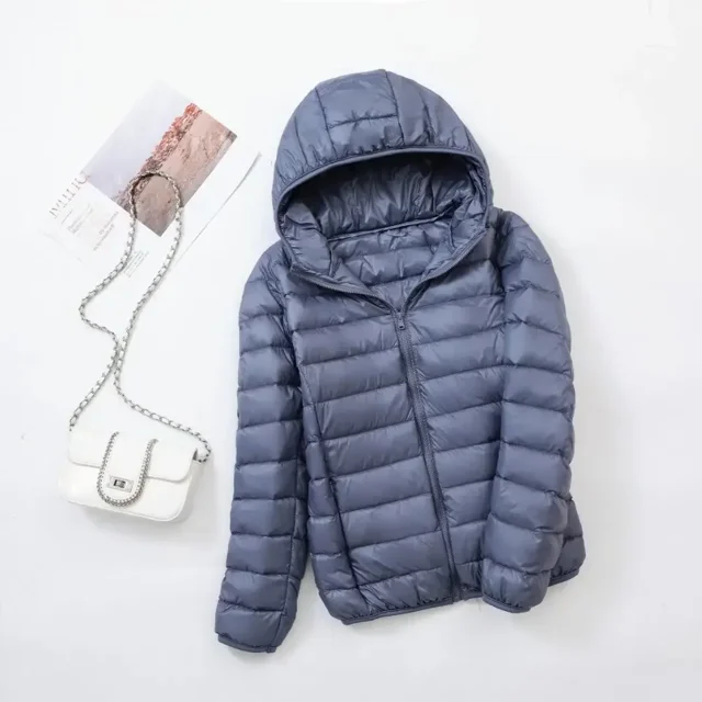 Chaqueta de plumón de pato para mujer, abrigo corto ajustado con capucha, color blanco cálido, talla grande 5XL, 6XL, 7XL, otoño e invierno, 2023