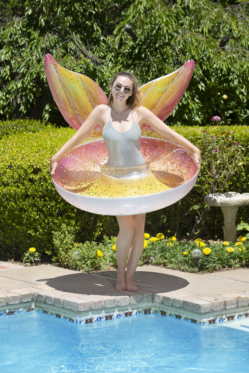 Poolmaster Glitter Pixie Tube - Inflatable Swimming Pool Party Float - (48 Inch Diameter)